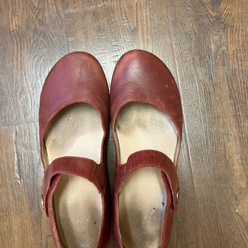 Dansko Red Leather Mules